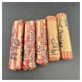 Five Rolls of Wheat Pennies by Decade (Times the B
