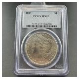 1887 Morgan Silver Dollar PCGS MS63