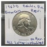 Error 1963-D Franklin Silver Half Dollar (mintage