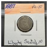1887 Seated Liberty Silver Dime
