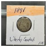 1891 Seated Liberty Silver Dime