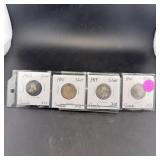 Four Silver Canadian Quarters (1902, 1915, 1919, 1