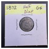 1872 Seated Liberty Silver Half Dime