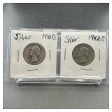 Two Silver Washington Quarters (1942-d & 1942-s)
