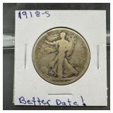 1918-s Walking Liberty Silver Half Dollar
