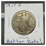 1917 Walking Liberty Silver Half Dollar