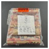 Five Rolls of Wheat Pennies by Decade (Times the B