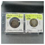 Two Barber Silver Quarters (1895&1896)