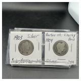 Two Barber Silver Quarters (1903&1904)
