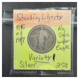 Standing Liberty Silver Quarter (1916or1917?) Date