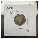 1906-D Silver Barber Dime