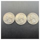 (2) silver Washington quarters dated 1952 and 1953