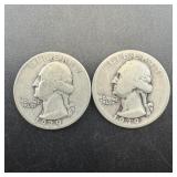(2) silver Washington quarters dated 1932 and 1939