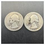 (2) 1944 silver Washington quarters
