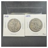 1944 & 1945 Walking Liberty Silver Halves