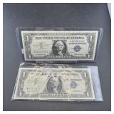 Two 1957 Silver Certificates A18252796a & M0501053