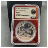 2024 Australia Year of the Dragon Silver Coin, 1 o
