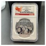2013 China Silver Panda, 1 oz .999 silver, NGC MS6