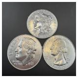 Plastic Coin Drink Coasters, lot of 3
