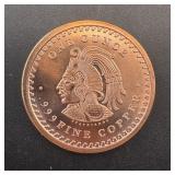 Aztec Design Copper Round, 1 oz .999 copper