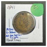 1841 Hard Times Token