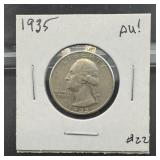 Au 1935 Washington Silver Quarter