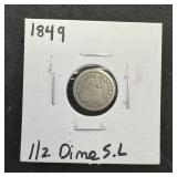 1849 Seated Liberty Silver Half Dime, Small Letter