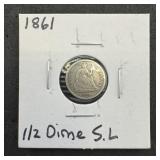 1861 Seated Liberty Silver Half Dime, Small Letter