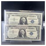Two Consecutive # Silver Certificates - Beautiful