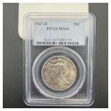 1947-D Walking Liberty Silver Half Dollar, PCGS MS