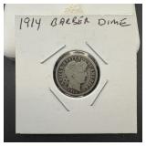 1914 Barber Dime, 90% silver
