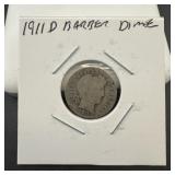 1911-D Barber Dime, 90% silver