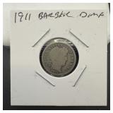 1911 Barber Dime, 90% silver