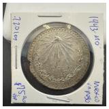 1934 Mo Mexico 1 peso silver coin, 72% silver