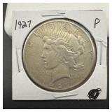 1927 Peace silver dollar