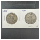 !943 & 1945 Walking Liberty Silver Halves