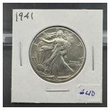 1941 High Grade Walking Liberty Silver Half Dollar