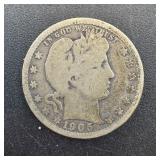 1905-o Barber Quarter (semi-key Date)