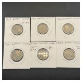 Buffalo Nickels, 6-coin lot
