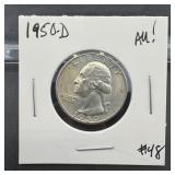1950-d Uncirculated Washington Silver Quarter