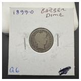 1899-O Barber Dime, 90% silver