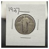 1927 Standing Liberty silver quarter