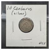 1945 Silver 10 Centavos Coin