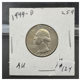 1944-d Au Washington Silver Quarter