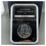 1959 Proof Franklin Half Dollar, 90% silver, in or