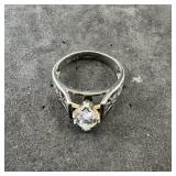 Diamonique sterling silver ring. Marked .925 DQ CZ