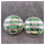 Taxco sterling silver malachite earrings. Marked T