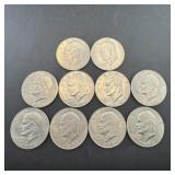 Lot of 10 mixed-date Ike Dollars