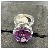 Sterling silver purple amethyst ring, size 5 3/4.