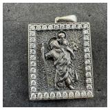 Sterling silver Saint Christopher pendant. Weight: